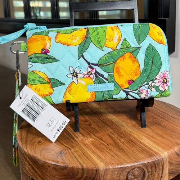 Vera Bradley Lemon Grove RFID Tech Wristlet NWT  -  Travel Wallet / Clutch - Picture 3 of 7